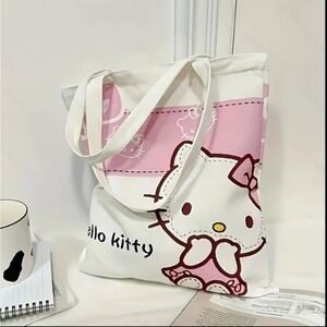 Hello Kitty Pink and White Tote Bag with Cute Character Design